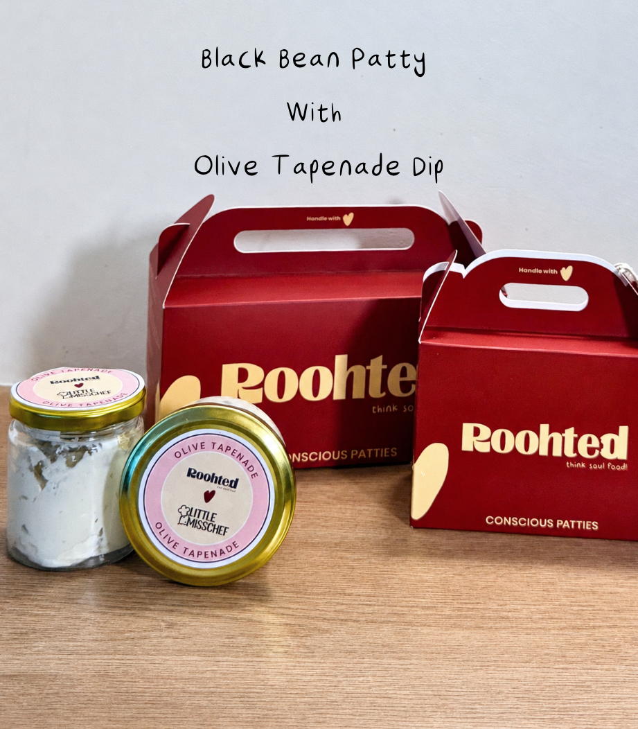 Black Bean & Chickpeas Patty + Olive Tapenade Dip